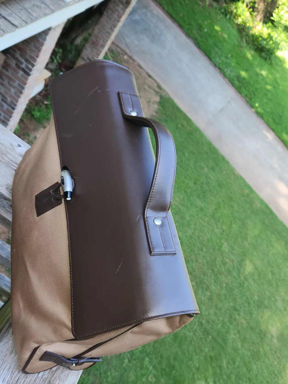 Montblanc Two-Tone Brown Leather-Top Briefcase Night Flight